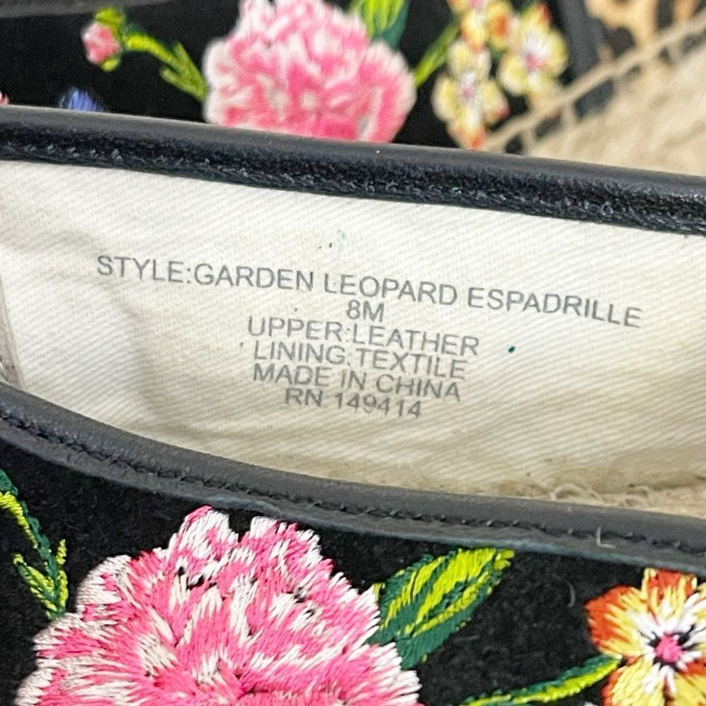 Johnny Was Garden black suede Leopard floral print Espadrilles 8 - Picture 9 of 12